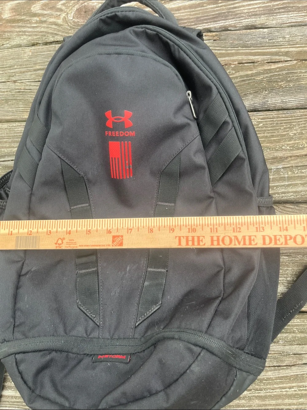 Under Armour Hustle 5.0 Black & Red Backpack with Camo Interior Freedom Series